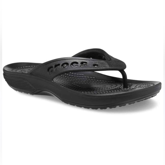 New CROCS Baya ll Flip Women 8 Men 6 Black Flip Flop Sandals Beach Pool        K - Picture 1 of 15